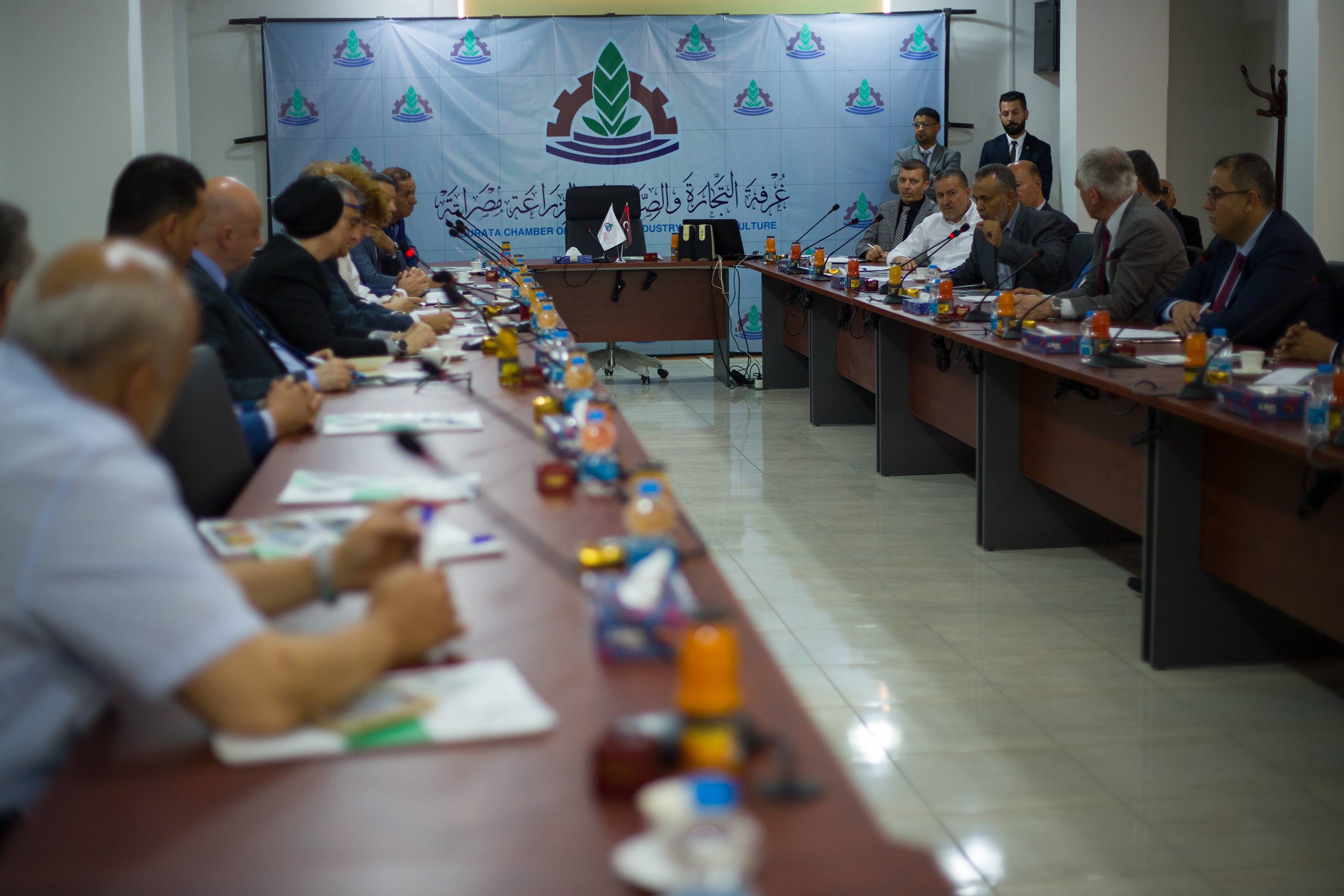 A report about the visit of the Italian ambassador to Misurata chamber of commerce, industry and agriculture