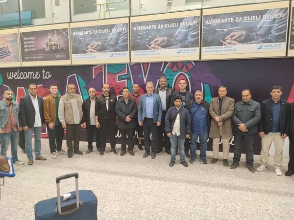 A delegation from Misrata chamber of commerce, industry and agriculture arrives to Sarajevo airport in Bosnia and Herzegovina